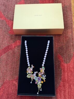Heidi Daus Pastel Multi-Color Crystal Floral & Bird Necklace